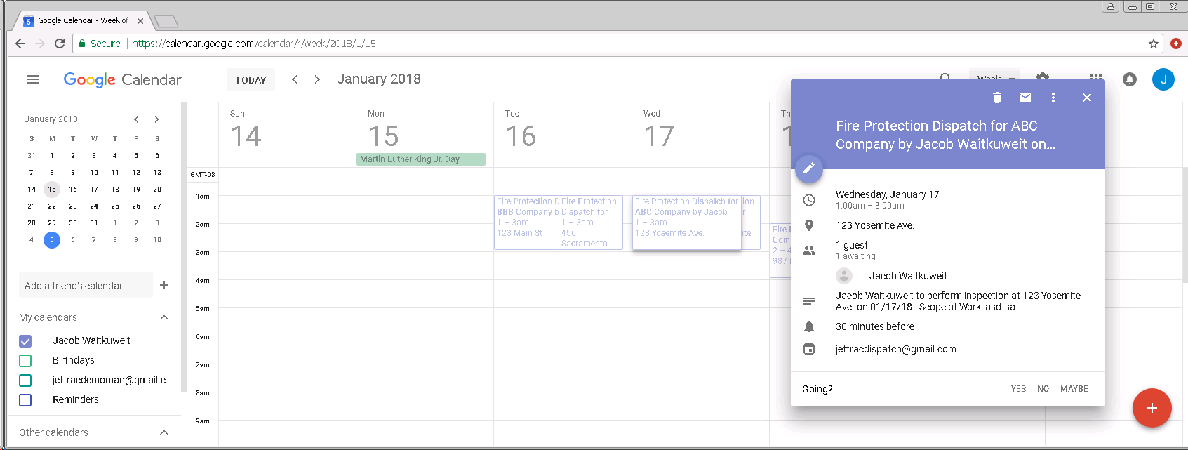 Dispatch-google-calendar
