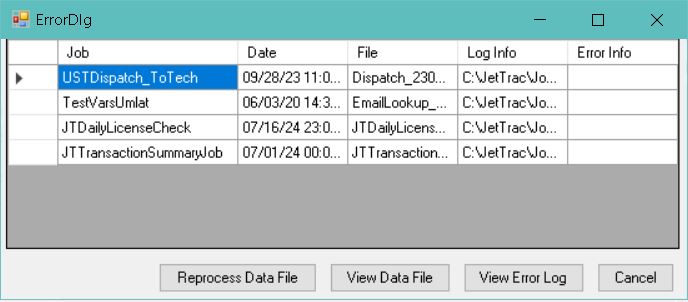 Dashboard_manageErrors interface